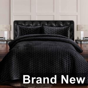 Tribeca Living 3 Piece, Lugano Oversized Velvet Quilt Set